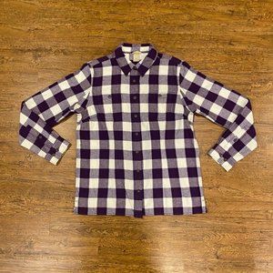 Duluth Trading Co. Purple Plaid Free Swingin'‎ Long Sleeve Flannel Shirt Women M